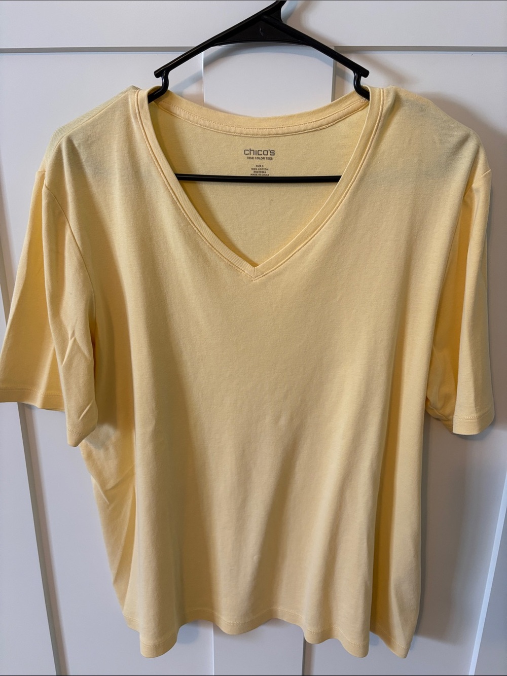 Chico's Pale Yellow V-Neck Tee